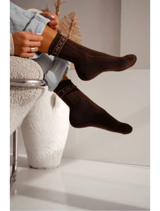 Dámské ponožky polofroté UNIQUE bezuciskové MOON – čokoládové Dámské ponožky polofroté UNIQUE bezuciskové MOON – čokoládové