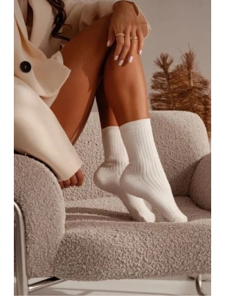 Dámské froté ponožky s proužky – ecru Dámské froté ponožky s proužky – ecru