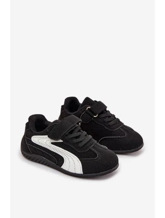 Dětské sportovní boty na suchý zip Perrin – černo-bílé