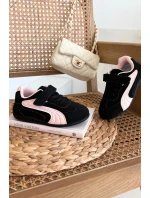 Dětské sportovní boty na suchý zip Perrin – černo-růžové