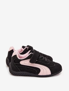 Dětské sportovní boty na suchý zip Perrin – černo-růžové