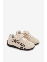 Dětské sportovní boty na suchý zip s leopardím vzorem Perrin – béžové