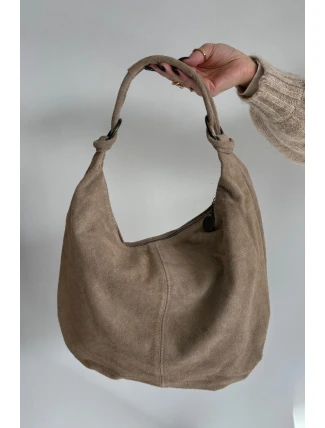 Kabelka z přírodního semiše – světle béžová Floriah