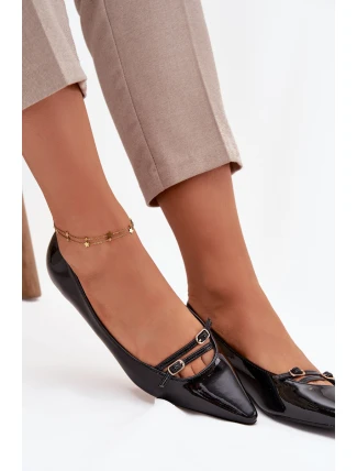 Dámské lakované baleríny s pásky Zarelia – černé