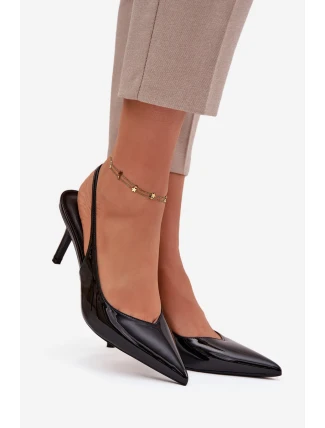 Lakované dámské lodičky na jehlovém podpatku – černé Phelia Lakované dámské lodičky na jehlovém podpatku – černé Phelia