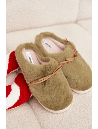 Dámské papuče s kožíškem a mašličkou – zelené Minella Dámské papuče s kožíškem a mašličkou – zelené Minella