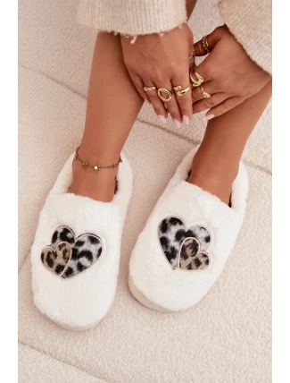 Dámské chlupaté papuče srdíčka – šedé Amandra