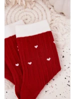 Dámské vánoční ponožky s motivem srdíček – červené Dámské vánoční ponožky s motivem srdíček – červené