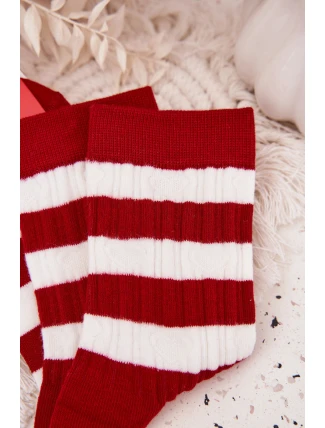Dámské vánoční ponožky s červenobílými pruhy Dámské vánoční ponožky s červenobílými pruhy
