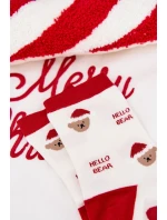 Dámské vánoční ponožky s medvídky v čepici Santa – bílé Dámské vánoční ponožky s medvídky v čepici Santa – bílé