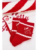 Dámské vánoční ponožky s medvídkem v čepici Santa – červené Dámské vánoční ponožky s medvídkem v čepici Santa – červené