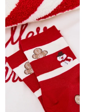 Dámské vánoční ponožky v proužcích – červeno/bílé Dámské vánoční ponožky v proužcích – červeno/bílé