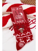 Pánské vánoční ponožky s motivem soba – červené Pánské vánoční ponožky s motivem soba – červené