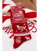 Pánské vánoční ponožky s motivem běžícího soba – červené Pánské vánoční ponožky s motivem běžícího soba – červené