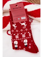 Pánské vánoční ponožky s medvídkem v svetru – červené Pánské vánoční ponožky s medvídkem v svetru – červené