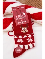 Pánské vánoční ponožky s motivem soba – červené Pánské vánoční ponožky s motivem soba – červené