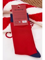 Pánské vánoční ponožky se Santou v brýlích – červeno-tmavě modré Pánské vánoční ponožky se Santou v brýlích – červeno-tmavě modré