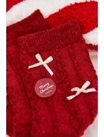 Dámské vánoční ponožky s mašličkami – červené (vlna alpaka) Dámské vánoční ponožky s mašličkami – červené (vlna alpaka)