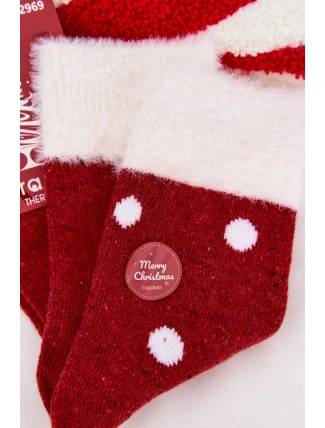 Dámské vánoční ponožky s chlupem a puntíky – červené (vlna alpaka) Dámské vánoční ponožky s chlupem a puntíky – červené (vlna alpaka)