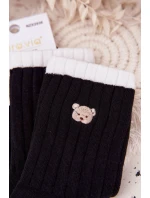 Dámské bavlněné ponožky s malým medvídkem – černé