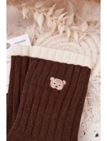 Dámské bavlněné ponožky s malým medvídkem – čokoládové Dámské bavlněné ponožky s malým medvídkem – čokoládové