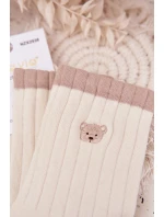 Dámské bavlněné ponožky s malým medvídkem – ecru Dámské bavlněné ponožky s malým medvídkem – ecru