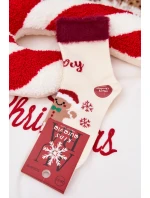 Dětské vánoční ponožky s motivem perníku, chlupem a vlnou alpaky – ecru Dětské vánoční ponožky s motivem perníku, chlupem a vlnou alpaky – ecru