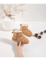 Dětské sněhule zdobené květinami – camel Gracina