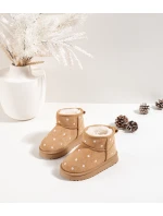 Dětské sněhule zdobené květinami – camel Gracina