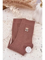 Teplé dámské ponožky s medvídkem a vlnou – hnědé Teplé dámské ponožky s medvídkem a vlnou – hnědé