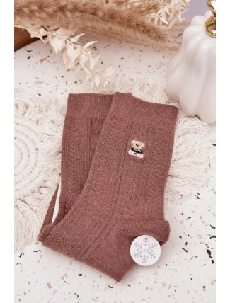 Teplé dámské ponožky s medvídkem a vlnou – hnědé Teplé dámské ponožky s medvídkem a vlnou – hnědé