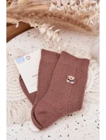 Teplé dámské ponožky s medvídkem a vlnou – hnědé Teplé dámské ponožky s medvídkem a vlnou – hnědé