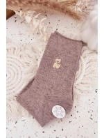 Teplé dámské ponožky s medvídkem a vlnou – tmavě béžové Teplé dámské ponožky s medvídkem a vlnou – tmavě béžové