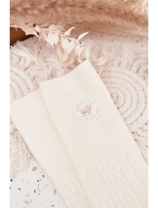 Dámské dlouhé vlněné ponožky – ecru Dámské dlouhé vlněné ponožky – ecru