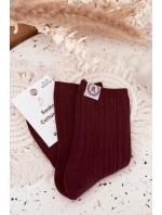 Dámské bavlněné ponožky s pruhy – bordové Dámské bavlněné ponožky s pruhy – bordové