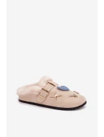Dámské domácí pantofle se sponou a kožíškem – béžové Thalora