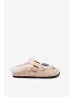 Dámské domácí pantofle se sponou a kožíškem – béžové Thalora