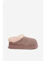 Dámské domácí pantofle s kožíškem – khaki Eveline