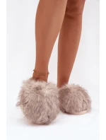 Dámské domácí pantofle s kožíškem – béžové Iseline