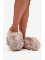 Dámské domácí pantofle s kožíškem – béžové Iseline