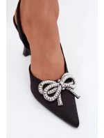 Dámské lodičky s mašlí a odhalenou patou – černé Derissa