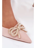 Dámské lodičky s mašlí a odhalenou patou – béžové Derissa Dámské lodičky s mašlí a odhalenou patou – béžové Derissa