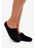 Dámské domácí pantofle z eko semiše – černé Kalvess