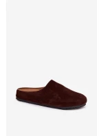 Dámské domácí pantofle z eko semiše – čokoládové Kalvess