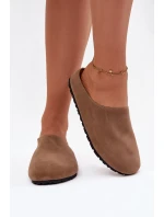 Dámské domácí pantofle z eko semiše – khaki Kalvess Dámské domácí pantofle z eko semiše – khaki Kalvess