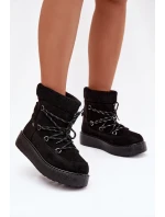 Dámské sněhule na platformě se šněrováním – černé Roselya