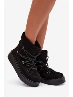Dámské sněhule na platformě se šněrováním – černé Roselya