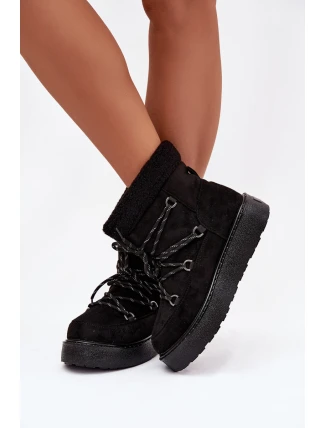 Dámské sněhule na platformě se šněrováním – černé Roselya