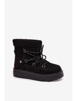 Dámské sněhule na platformě se šněrováním – černé Roselya