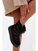 Dámské sněhule na platformě se šněrováním – černé Roselya